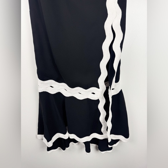 JONATHAN SIMKHAI Size 6 Black & White Scallop Trim Midi Cocktail Dress - Picture 9 of 12